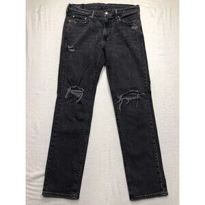 ABERCROMBIE & FITCH Langdon Jean Men 31x30 Black Slim Stretch Distressed Y2K